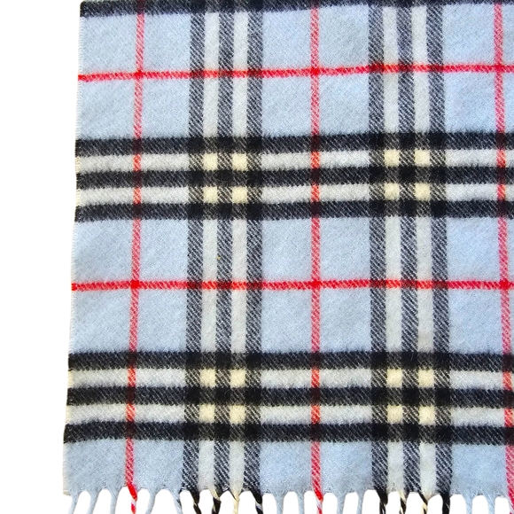 Beautiful Burberry Csshmere Classic Plaid Scarf -Blue, Black, White, Red - Picture 4 of 9